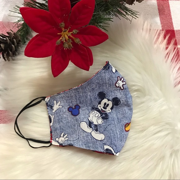 Minnie mouse and Mickey Mouse denim Headband /Face Mask - Picture 4 of 7